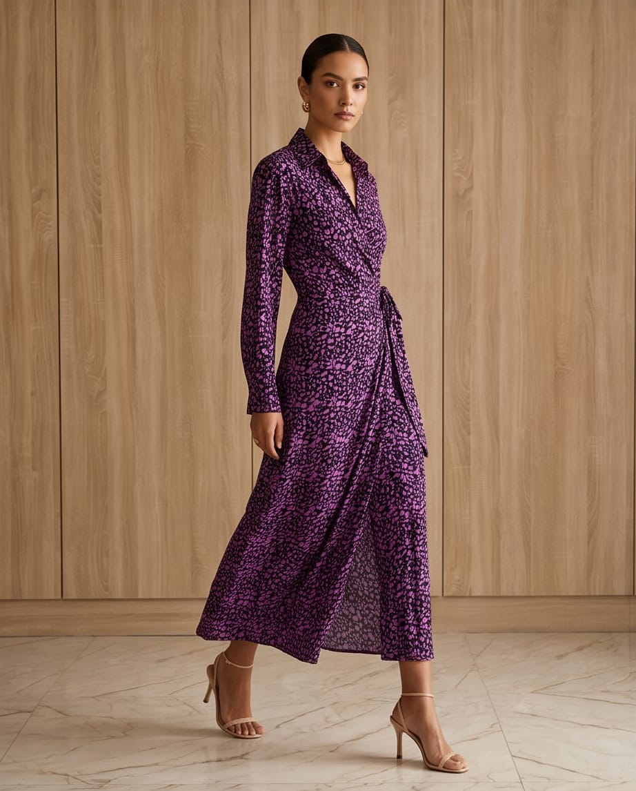 Wrap Dress with Collar Detail